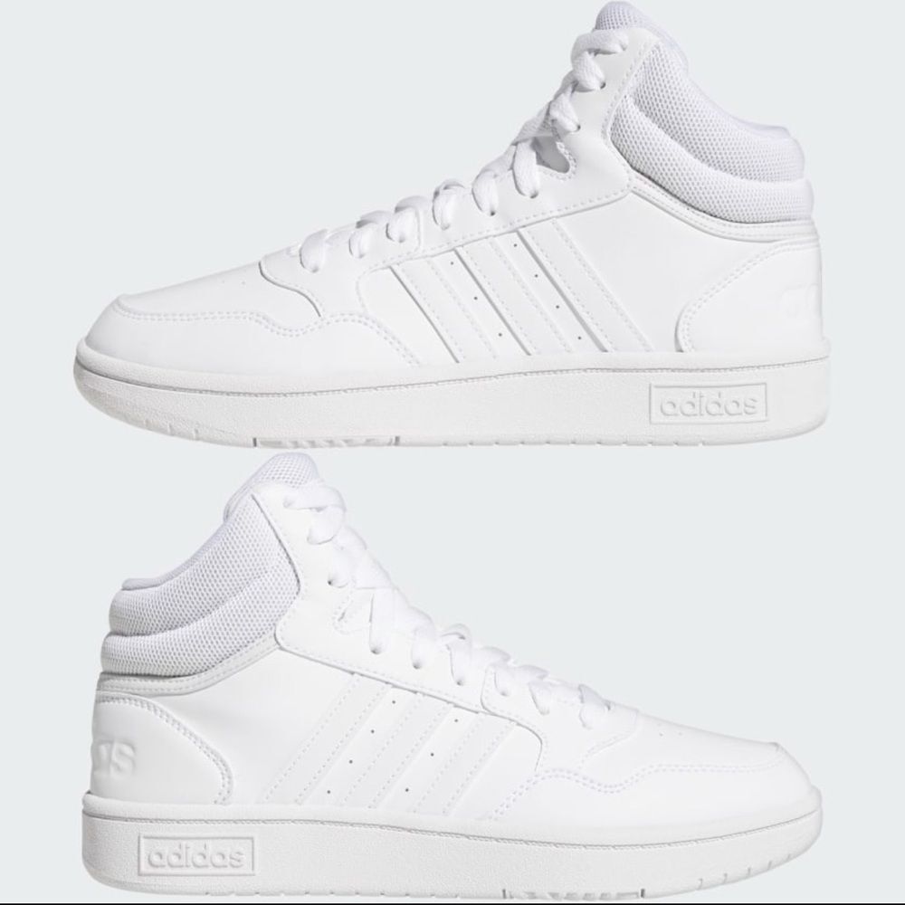 adidas Women 8 White Hoops 3.0 Mid Classic Shoes Tennis Shoes Sneakers Run SR6